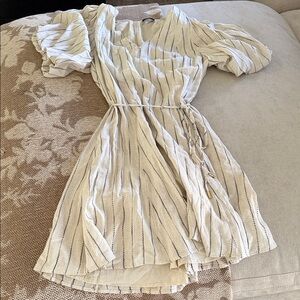 Tinsel Cream and Black Striped Midi Dress